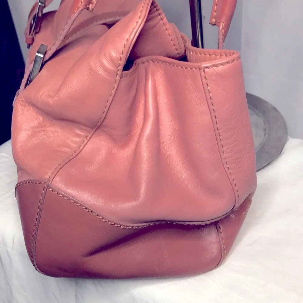Women's Pink Leather Satchel Shoulder Bag